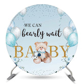 Lofaris Teddy Bear Balloon Blue Baby Shower Round Backdrop